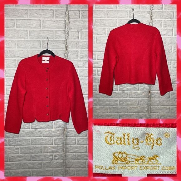 100% wool red jacket Women's Size 12 - Picture 1 of 11